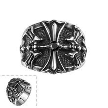2015 Lureme Fashion Cool Trendy Cross Ring Exaggerated Personality Gothic Stainless Steel US size 8-11