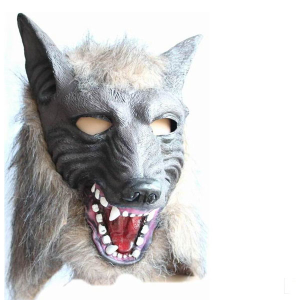 (10 piece/lot) 2015 New Elegant Rubber Gray Color Full Face Wolf Halloween Fright Mask
