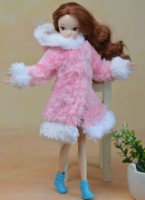 1 unid blanco y rosa de felpa pelusa sudaderas capa de desgaste de invierno vestido de traje para la nieve ropa Outfit ropa para 1/6 Kurhn muñeca Barbie