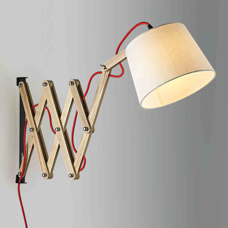 hot Stretch retractable woodren wall lamp creative retro style sconce art deco arandela Stretch Length adjustable Wood Wall Lamp