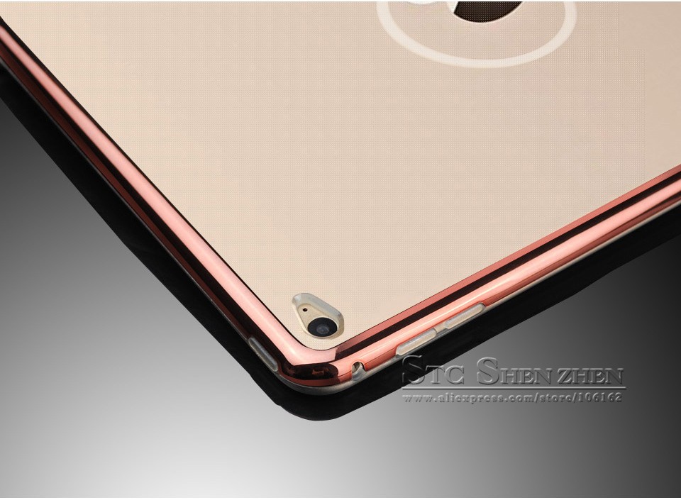 For Apple iPad Air 2 Case Luxury Silicone Clear Soft TPU Clear Transparent Cover Coque For iPad Air2 Gold Color Ultra Thin (8)