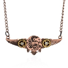 Vintage Steampunk Necklace Antique Owl Clock Spider Love Pendant Chain Necklace 2016 New Jewelry For Men