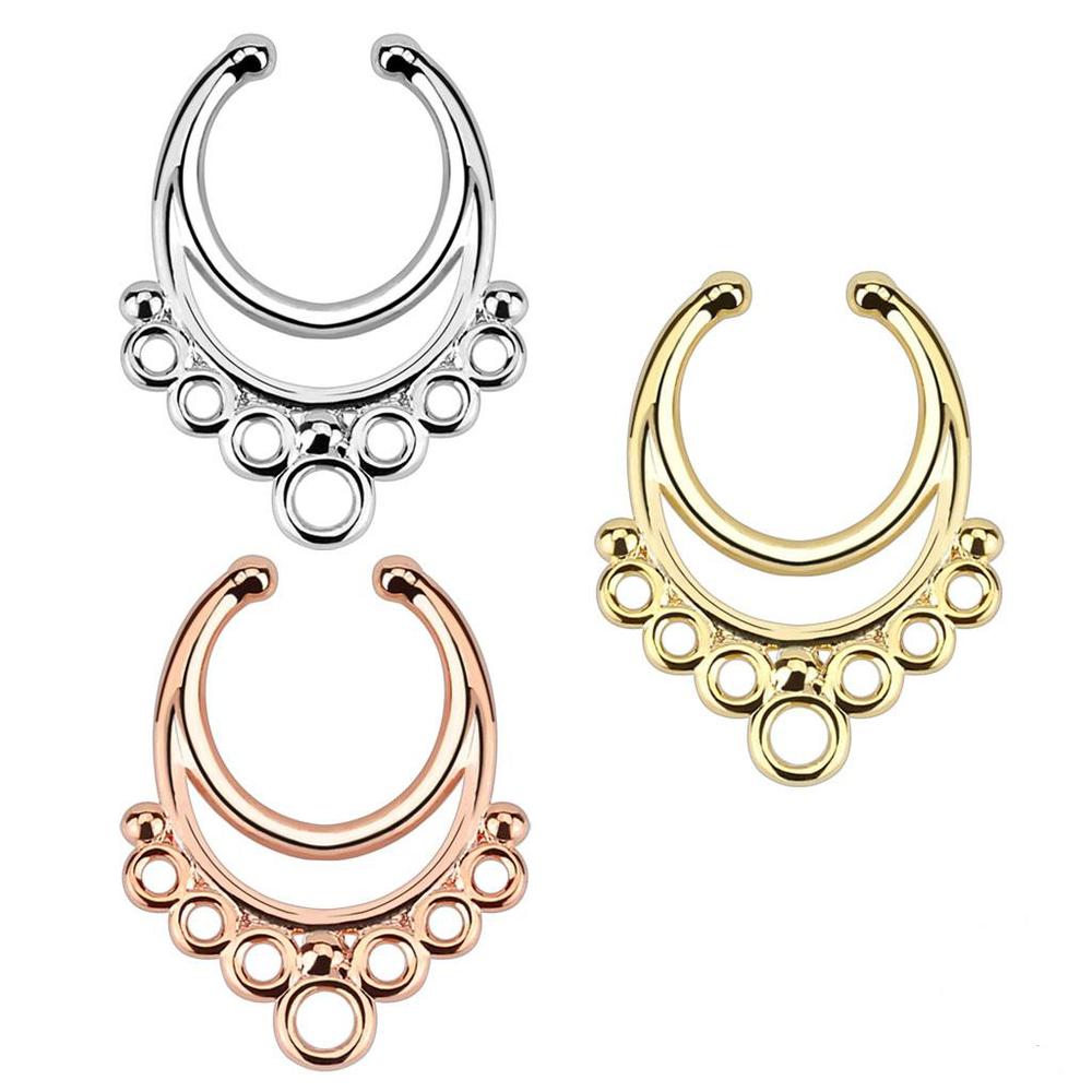 Fake Septum Clicker Hanger Clip On Non Piercing Nose Ring 4Hoop.jpg