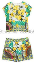 2015 Summer Girls Clothes Brand Floral Print Children Clothing Set Top Quality Girls Sets Baby Girl Clothing Kids Clothes 2-12Y(China (Mainland))