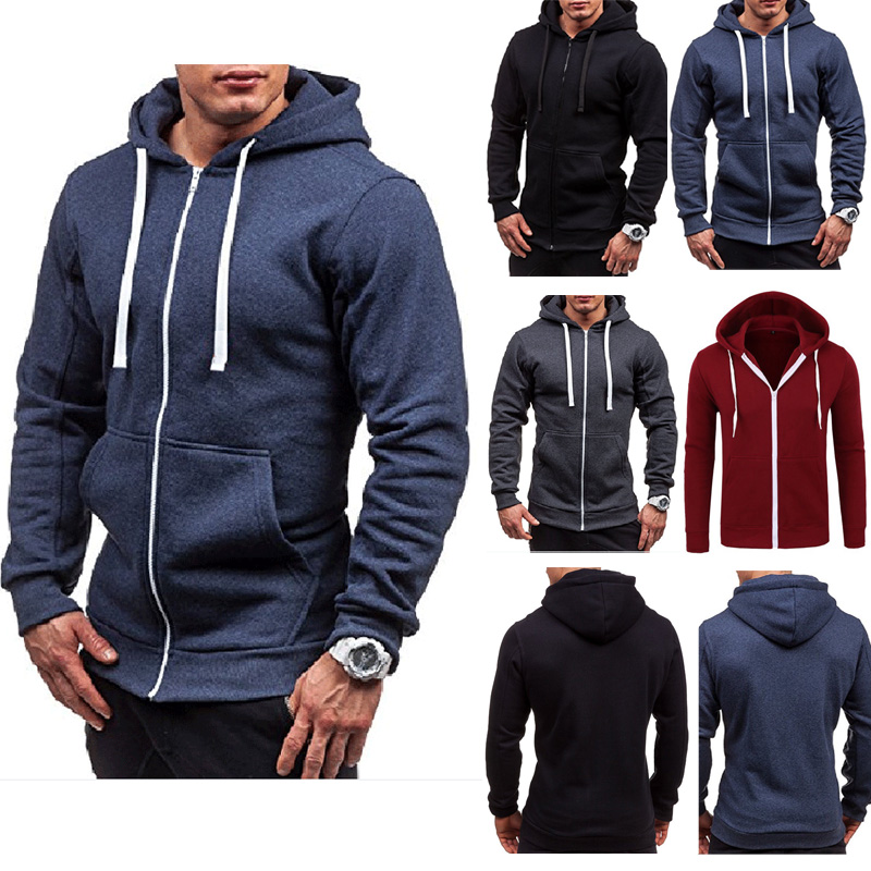 slim fit zipper hoodie