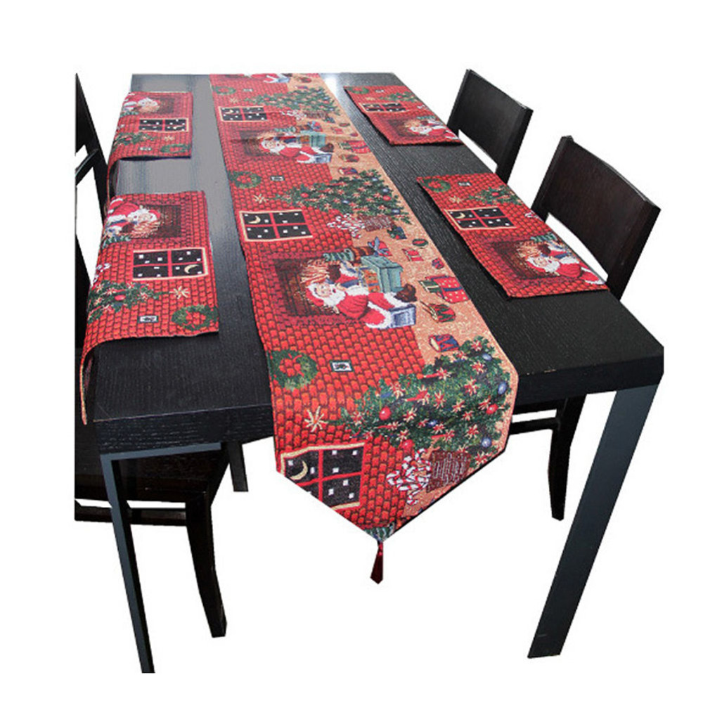 4 table  Cloth Party 1 Home christmas  and  runner Runner placemats Christmas Holiday Table Decor  Tapestry