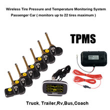 Wireless Tire Pressure and Temperature Monitoring System Monitors up to 22 tires maximum for Truck Trailer RV Bus Cocach