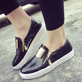 3color Black Beige Red Fashion Women Flats Shoes Casual Woman Serpentine Loafers Metal Zipper Lazy Shoes