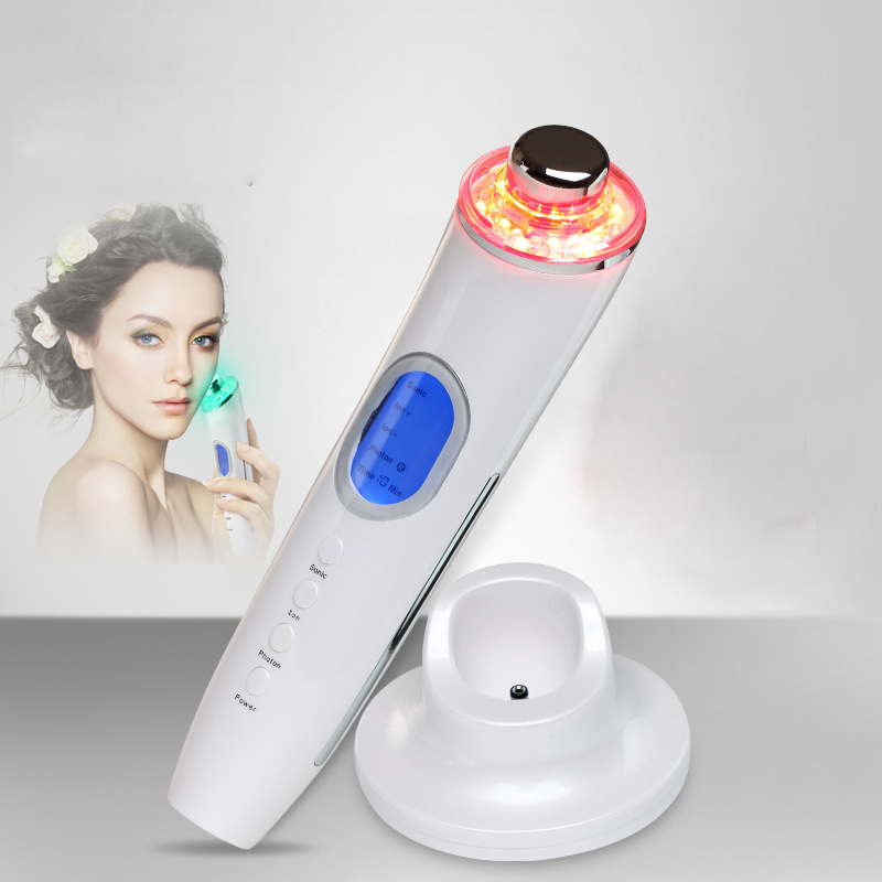 Фотография Rechargeable Professional Galvanic Ultrasonic Ion Photon Therapy Skin Rejuvenation Acne Treatment Facial Massager Free Shipping