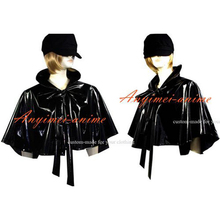 Free Shipping Sissy Maid Gothic Lolita Punk Black Pvc Cape Cosplay Costume Custom-made