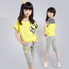 Kids Girls Sportwear Sets Clothing Sets for Summer 2Pcs / Batwing Sleeve Tee + Pants Yellow, Rose, White