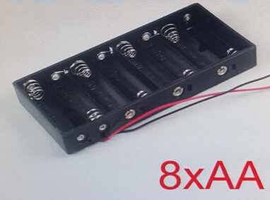 12 v battery box,8 AA batteries storage box, battery clip,18650 battery box, receive a case red and black line 15 cm,2PCS