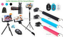 Hot Photo Selfie Kit:Tripod Stand+8X Zoom Lens+Bluetooth Camera Shutter+Stick Monopod For Samsung Galaxy Note 5/4 S6 Edge Plus