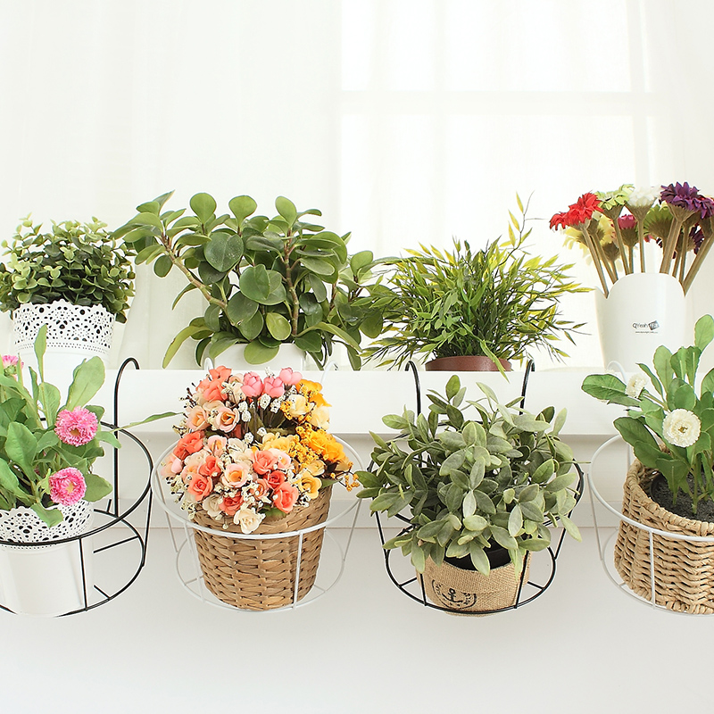 European iron flower pot rack Black and white 2piece,dormitories