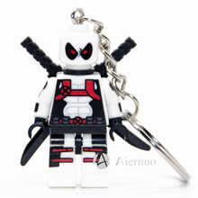 189 White deadpool Super Hero Keyring Minifigures Keychain Custom Ring Keychains Handmade Key Chain Building Blocks Toy