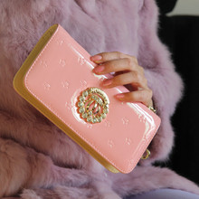 2015 designer new fashion women wallets famous luxury brand top quality pu leather Rhinestone lady purse