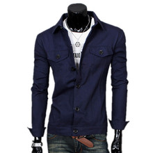 Hot Sale 2015 New arrival High quality male coat lapels pocket decoration jacket men British pure 9 color fashion jacket