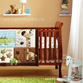 Promotion 3PCS Embroidered 3D Animals Brown Color Boy Baby Cot Crib Bedding Set bumper sheet pillow
