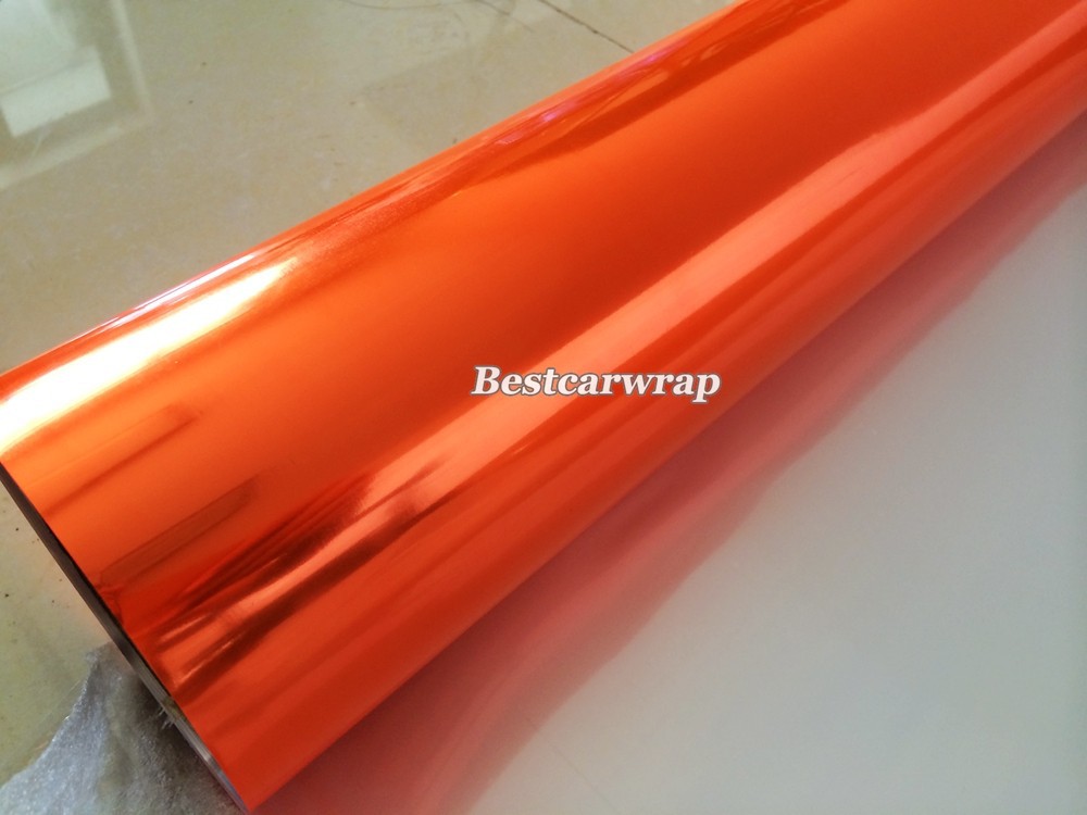 stretchable chrome mirror orange vinyl car wrap film orange wrap foil  (2)