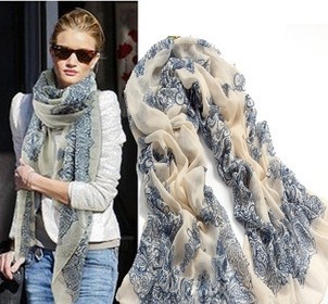Fashion Women 2015 New Beautiful Blue And White Porcelain Print Scarf Warm Scarf Free Shipping