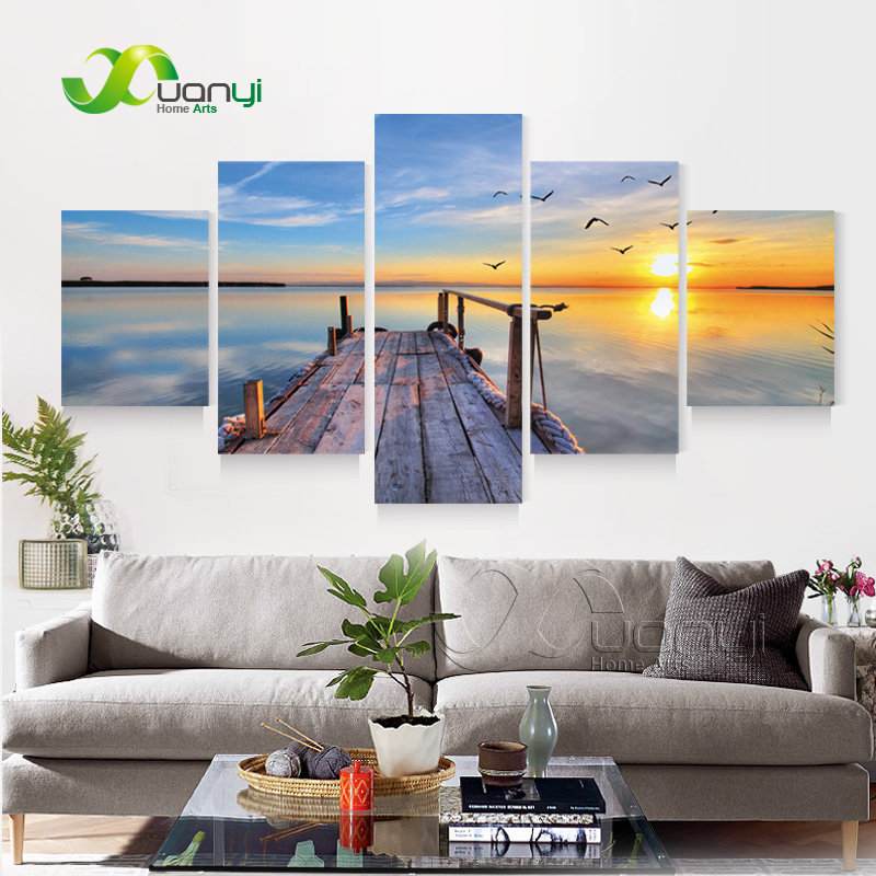 5 Panel Wall Art Canvas Seascape Oil Painting Cuadros Decoracion Wall Pictures For Living Room Canvas Prints Unframed PR1165