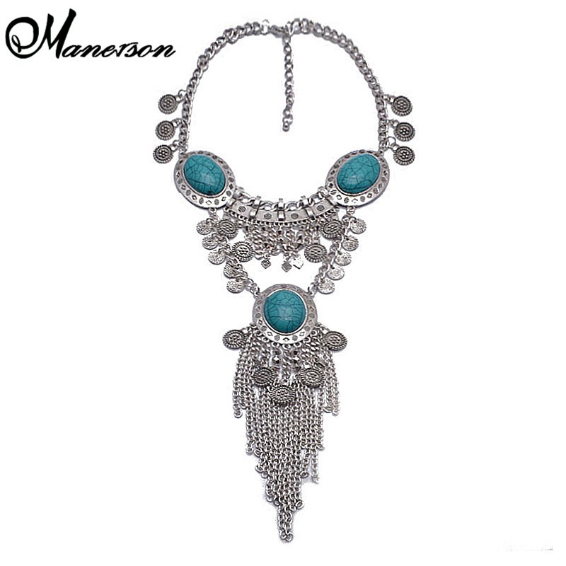 New-Arrival-2015-Metal-Statement-Necklaces-Pendants-Maxi-Collar-Women-New-Tassel-Turquoise-Design-Collar-Necklace