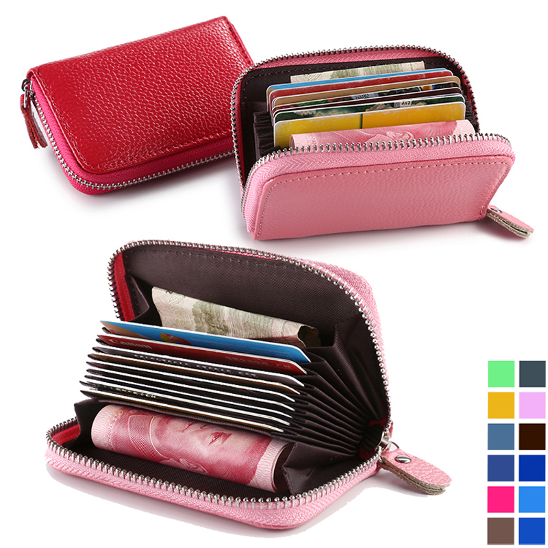 Women genuine leather wallet zipper credit card holder fashion cardholder porte carte credit ...