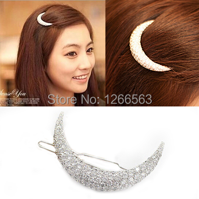 Newest Crystal Moon Rhinestone Hair Accessories For Women Hair Clips For Girls Headdress Hairpin Clamps HB144