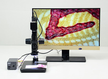 La mejor venta, 2.0 M VAG / 19x-135x Zoom Digital video LCD lente del microscopio + VGA + led, electrónica profesional microscopio