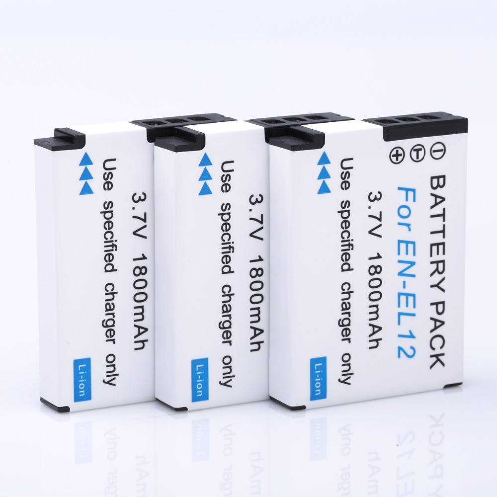 HI BTY 3pcs 1800mAh EN EL12 Li ion Battery for Nikon CoolPix S8000 S610 S620