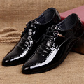 2017 Spring Hot Sale Men Work Business Leather Dress Shoes Pointed Toe Lace up Casual Patent