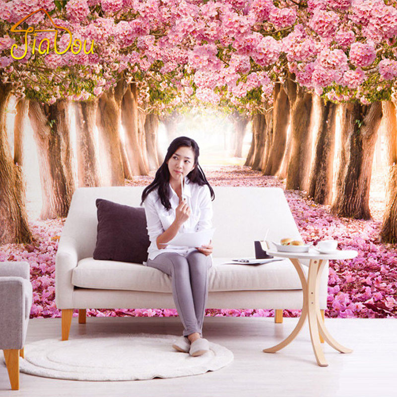 Custom Photo Wallpaper 3d Romantic Cherry Blossoms