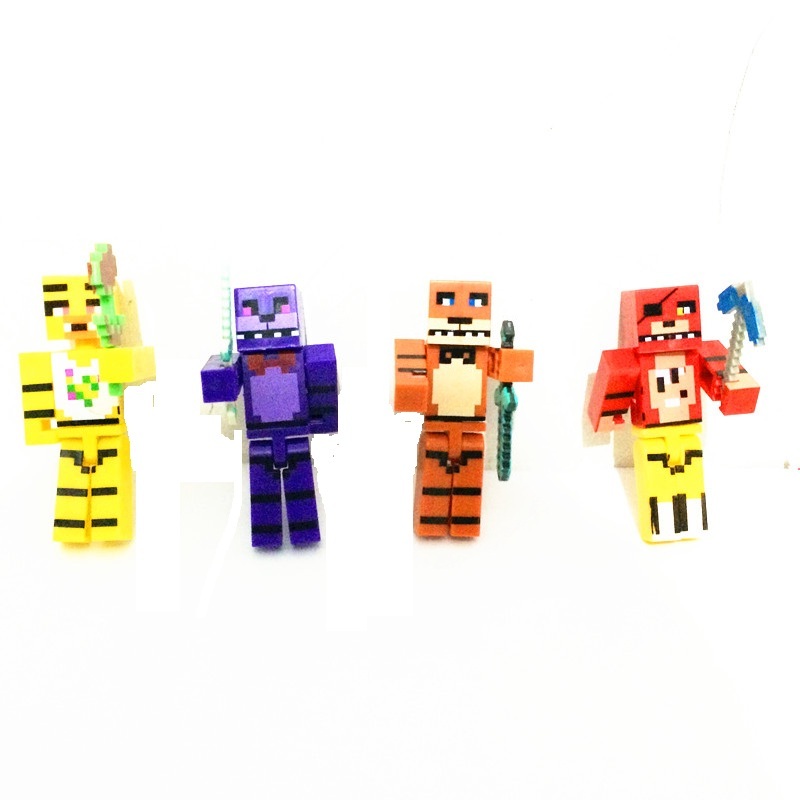 Hot 4pcs set Model Minecraft Five Nights At Freddy s Juguetes 4 FNAF Foxy Chica Bonnie