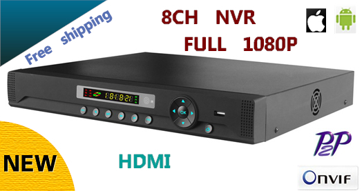 HDMI Full HD 1080P CCTV 8CH NVR  H.264 Network Video Recorder Support CMS ONVIF 2.0 system for IP camera Mobile Phone View
