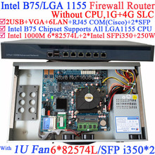 microtik ROS 1U network router hardware with Six 1000M 82574L Gigabit NIC two intel i350 SFP fiber ports NO CPU 1G RAM 4G SLC