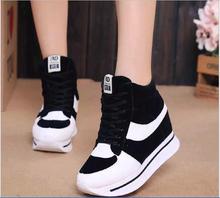 2016 Women Fashion Height Increasing Platform Wedges Shoes Slip On Womens Canvas Casual Shoes