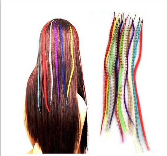 Гаджет  Set 18 Colors Grizzly Feather Hair Extensions + Beads AE01086 None Волосы и аксессуары