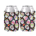 Stylish Colorful Sugar Skulls Can Cooler Various Image Neoprene Beer Can Cooler Holder Wedding and Party