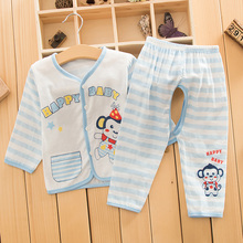 Summer baby gauze dress underwear set cotton gauze underwear men and women baby sweat long sleeved Underwear Set