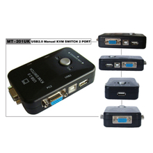 MT-201UK KVM switch 2 port USB 2 manually input and 1 output VGA switch with mouse no cable