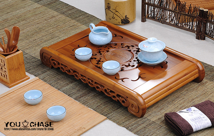 Classical style 49cm 29cm 7 5cm Bamboo carved tea tray exquisite Carbonized bamboo tea board AAAAA