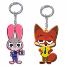 Zootopia figures keychain toys set  2016 New Cartoon Animal police officer Rabbit Judy Hopps Nick Fox Wilde pendant accessories