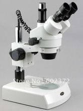 Envío gratis! 7X-45X ZOOM microscopio estéreo TRINOCULAR halógeno doble