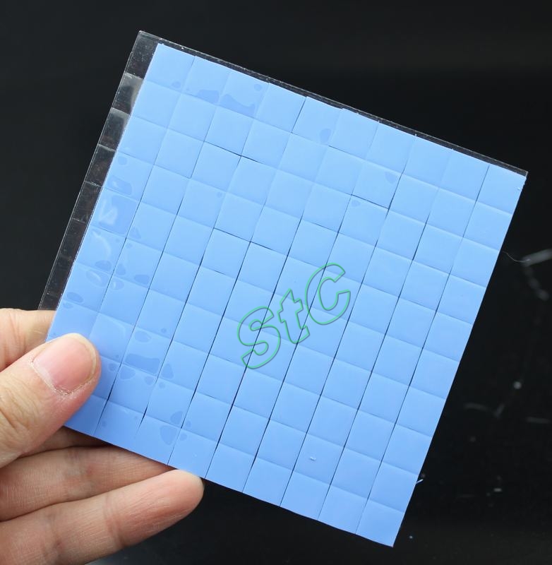 100 PCS LOT Blue10x10mmx1mm GPU CPU SMD DIP IC Compound Conductive Mini silicone thermal pad for