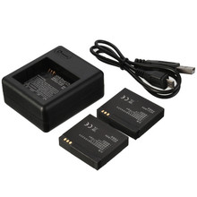 High Quality 2pcs 1010mAh For Xiaoyi Yi Battery With 1pcs Dual Charger For Xiaomi Yi Xiaoyi Sports Camera Charger With USB