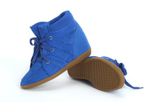 Isabel Marant Lace up Women Fashion Wedge High Heel Sneakers Hidden heel 7CM Genuine Leather suede