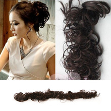 Women Clip-on Dish Hair Bun Tray Ponytail Extension Hairpiece  Scrunchie Wig caterpillar clockwork curl #L04079
