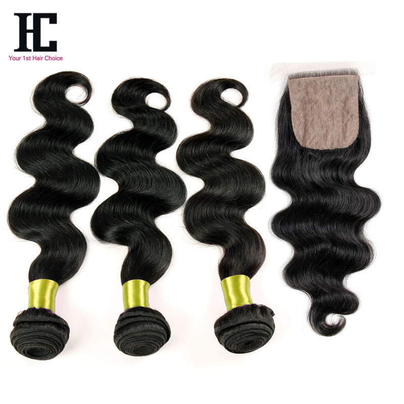 3 Bundles With Silk Closure 7A Brazillian Body Wave With Closure 4X4 Silk Base Closure With Bundles Body Wave Hair With Closure