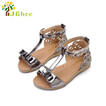 J Ghee 2017 Summer Kids Shoes Girls Sandals Princess Bowtie Shiny Bright Skin Patent Leather Shoes