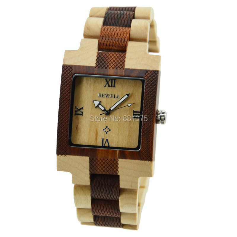 Two color mixed healthy and natural maple and sandal wood handmade cheap watch clock men watch